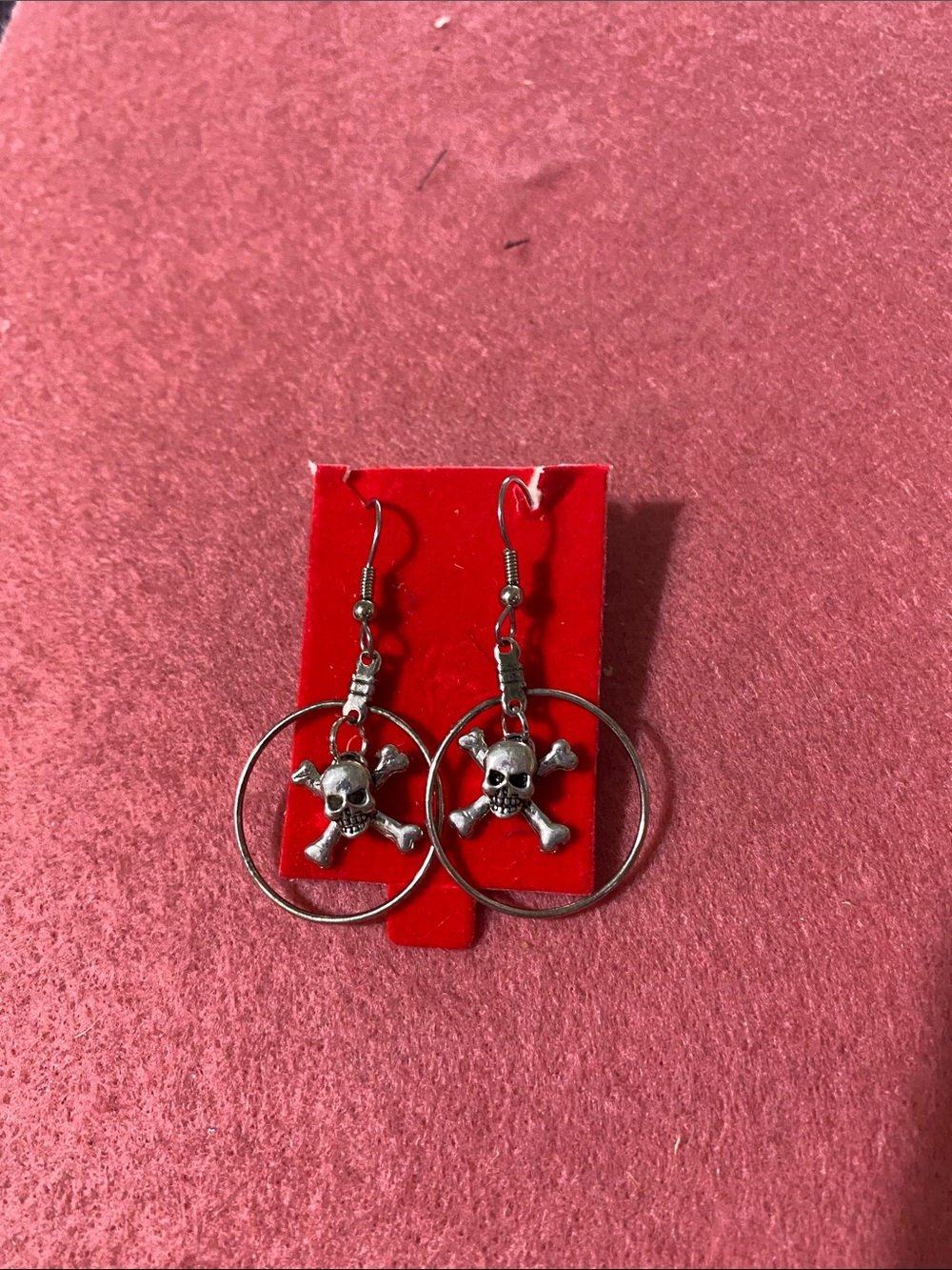 Silver Skull & Crossbones Hoop Earrings - Women's Jewelry